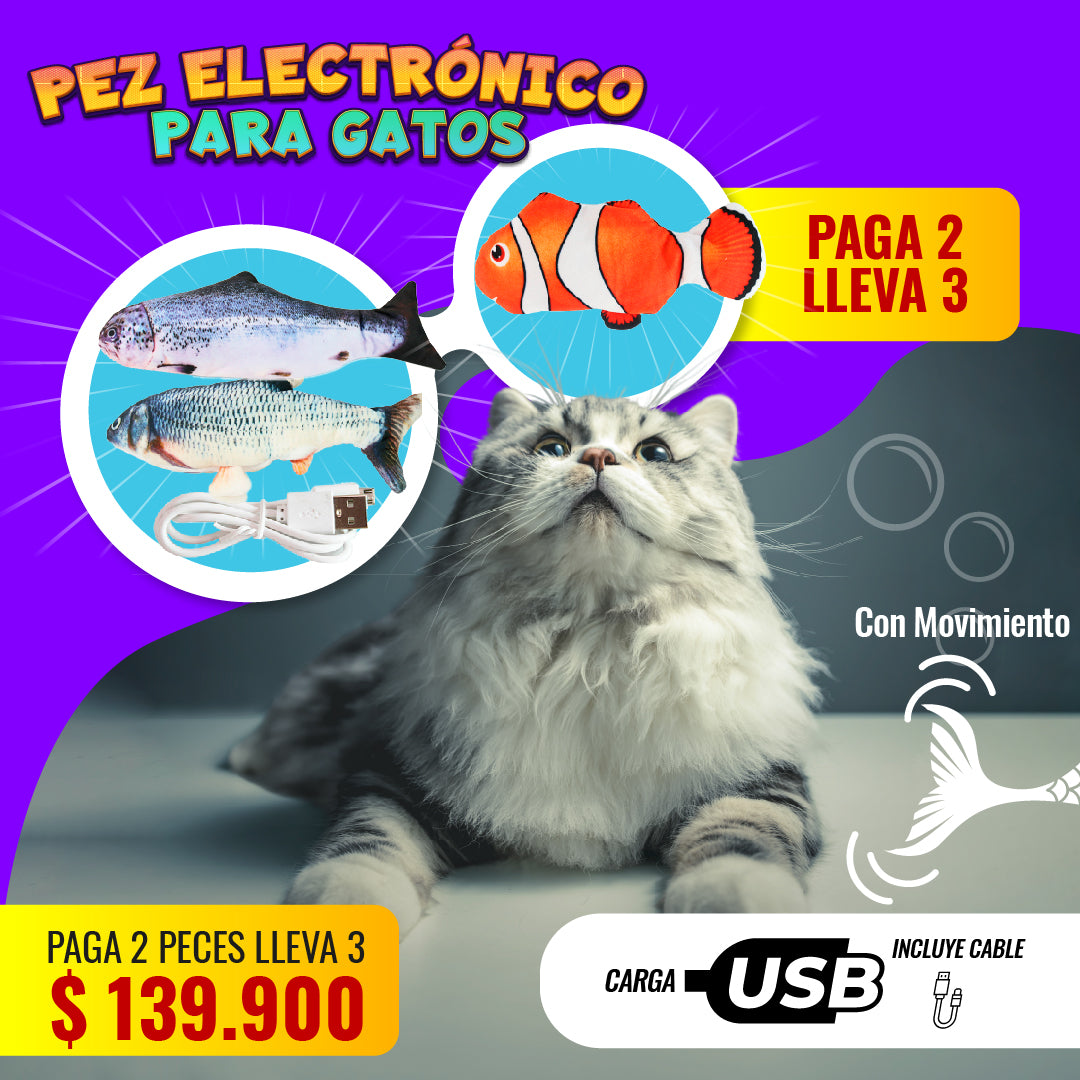 🐠Pez Juguete Para Gatos - Con Cable USB🐱